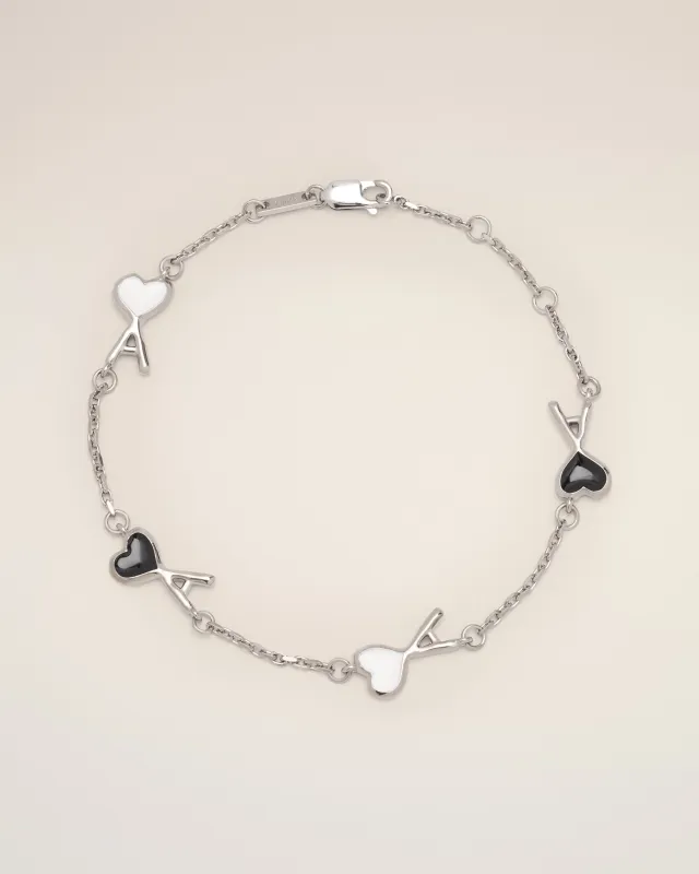 Bracelet argenté en laiton Ami de Coeur martelé made by Ami