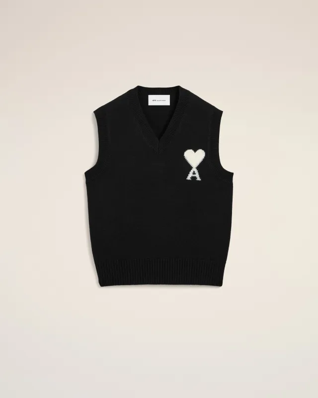 Pull noir en laine sans manches Ami de Coeur made by Ami