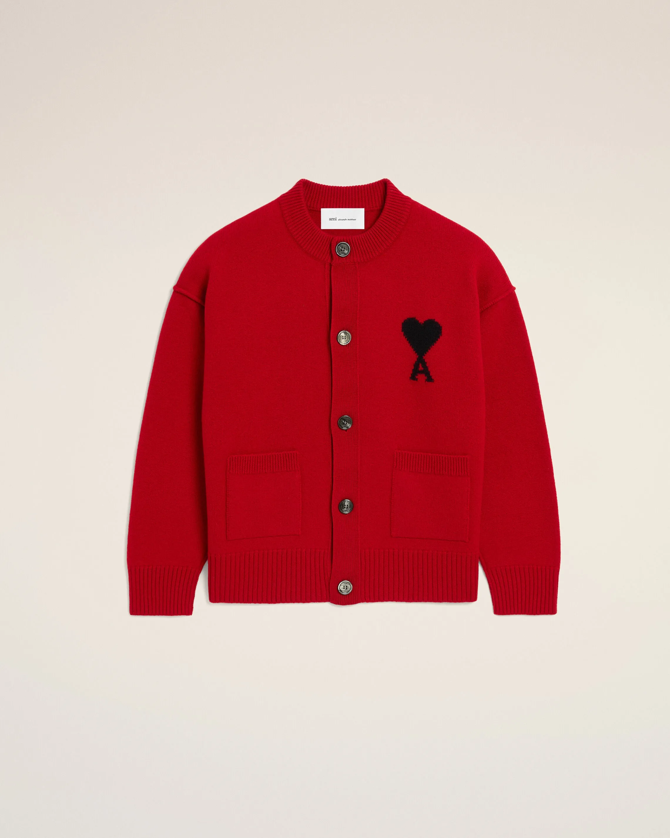 Cardigan rouge col rond en laine Ami de Coeur sold by Ami