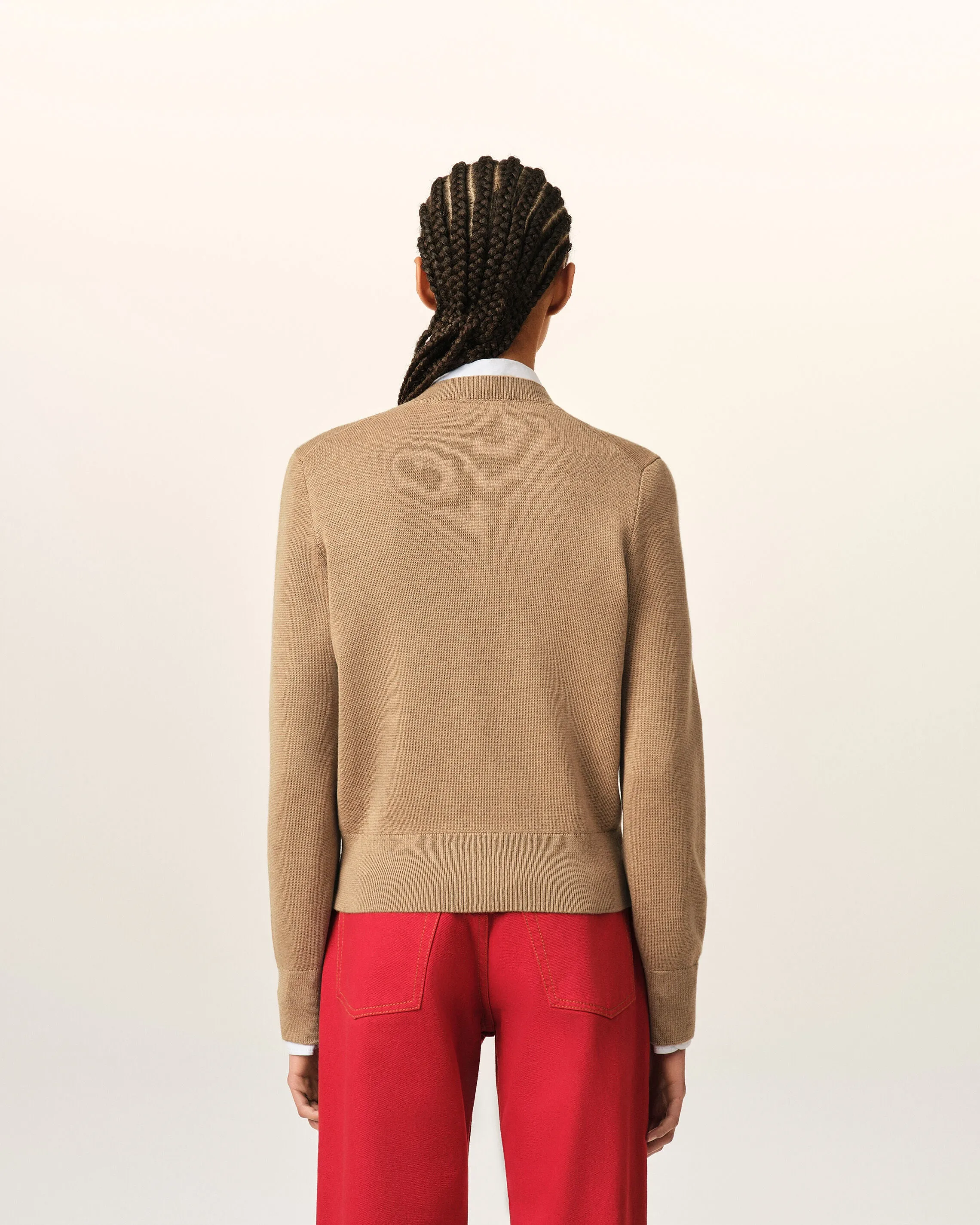 Cardigan beige col rond en laine Ami de Coeur sold by Ami product image thumbnail 5
