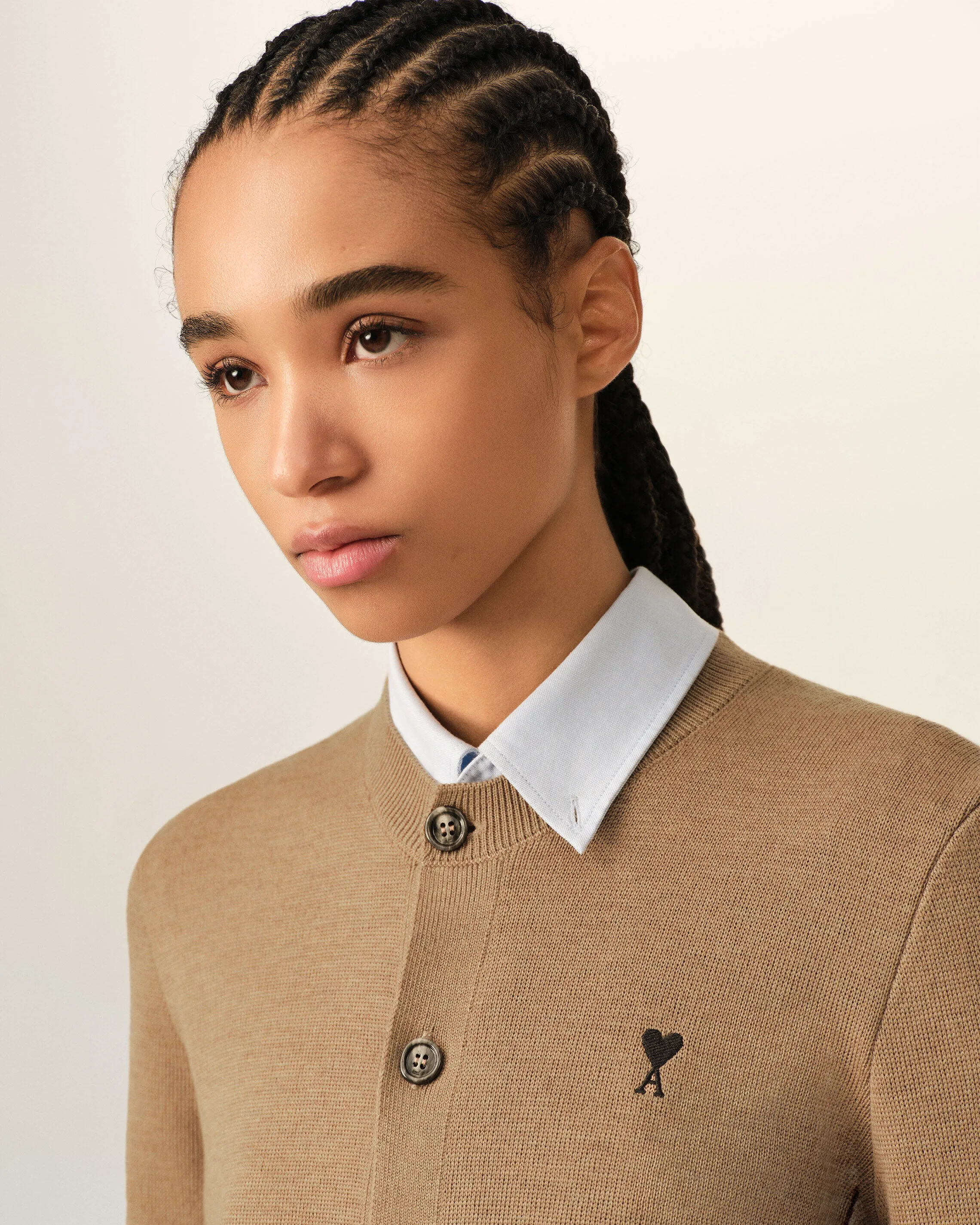 Cardigan beige col rond en laine Ami de Coeur sold by Ami product image thumbnail 4