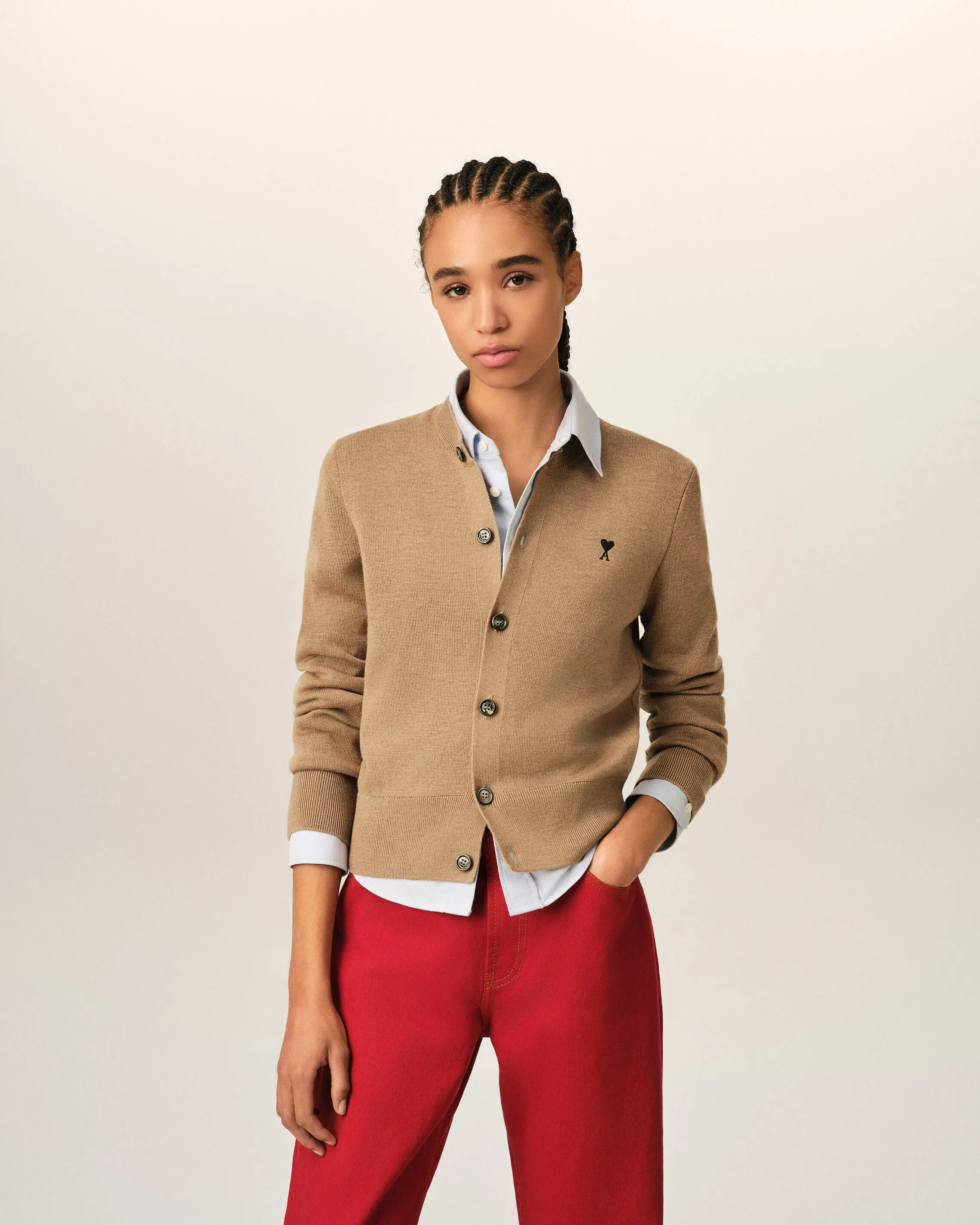 Cardigan beige col rond en laine Ami de Coeur sold by Ami product image thumbnail 2