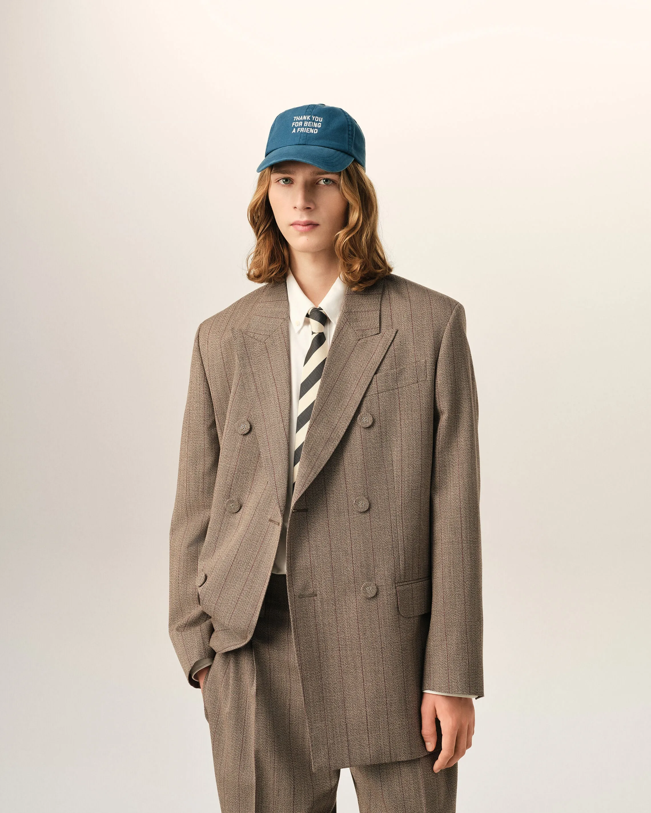 Veste rayée marron double boutonnage en laine sold by Ami product image thumbnail 3
