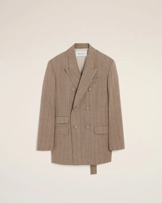 Veste rayée marron double boutonnage en laine made by Ami
