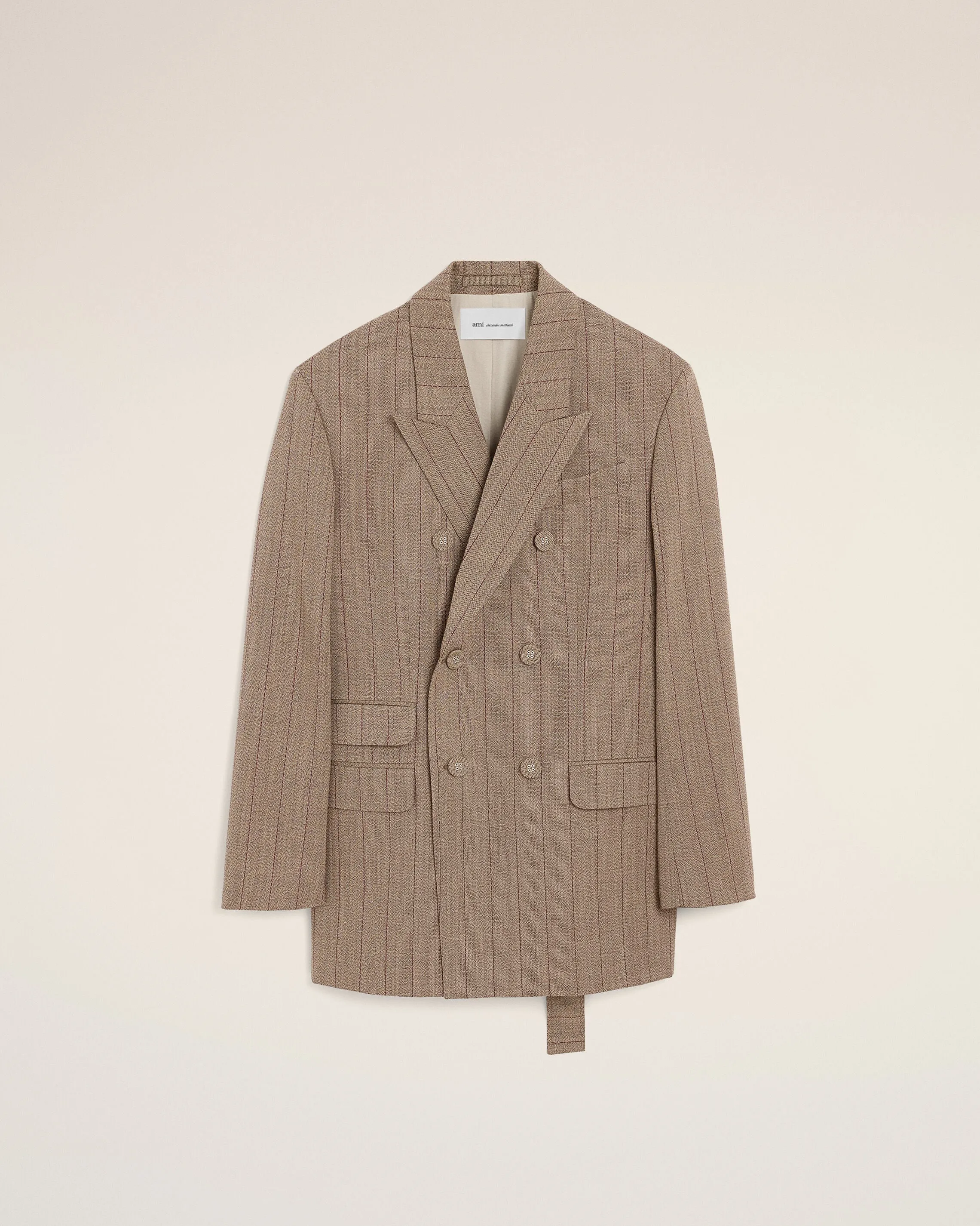 Veste rayée marron double boutonnage en laine sold by Ami