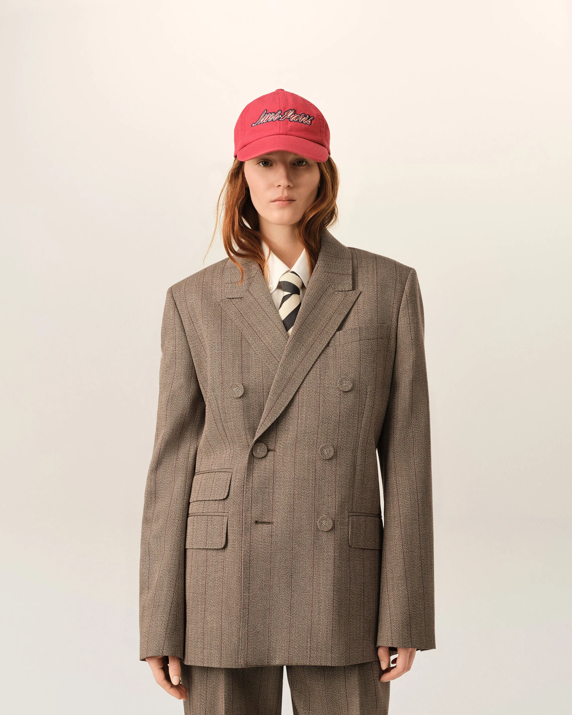 Veste rayée marron double boutonnage en laine sold by Ami product image thumbnail 3