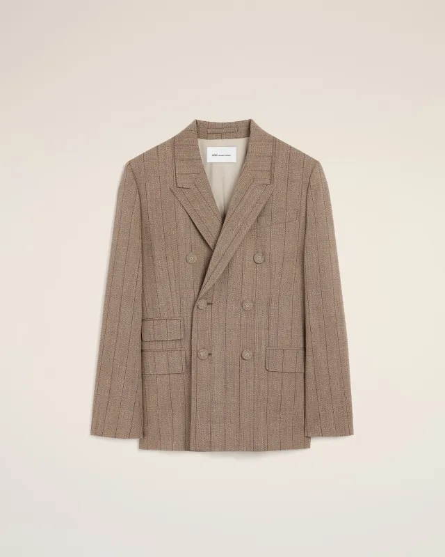Veste rayée marron double boutonnage en laine made by Ami