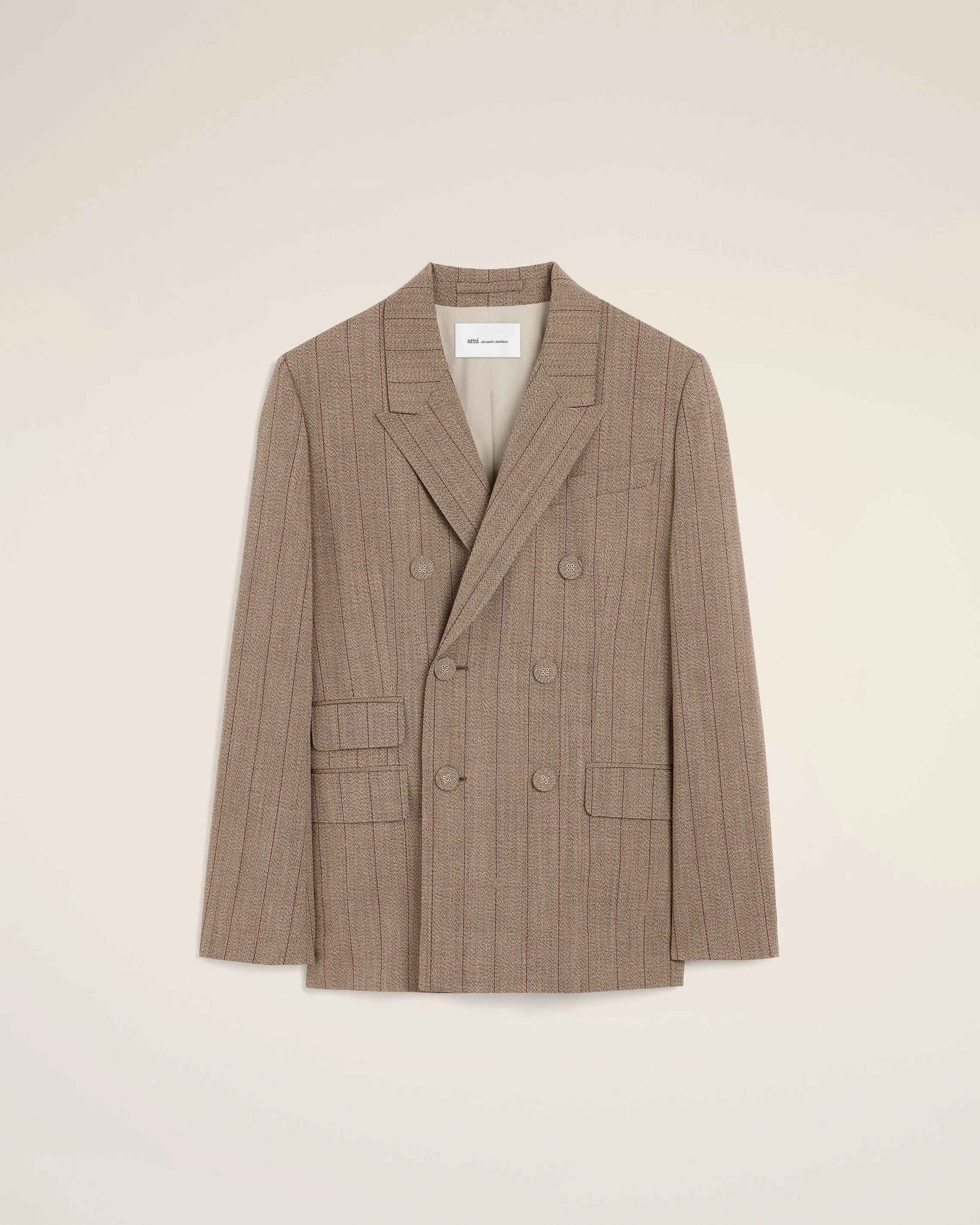 Veste rayée marron double boutonnage en laine sold by Ami