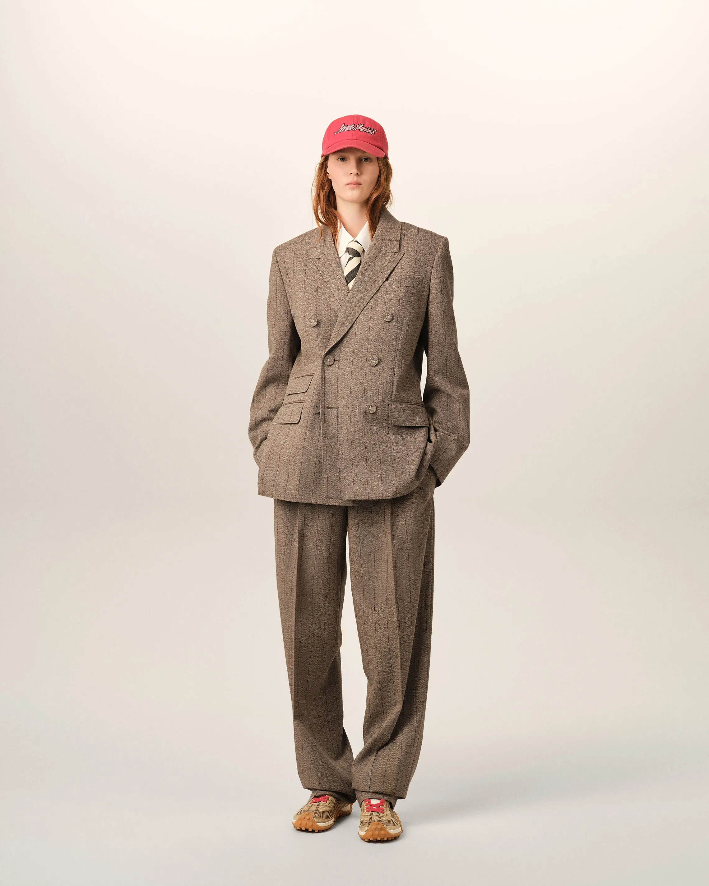 Veste rayée marron double boutonnage en laine sold by Ami product image thumbnail 2