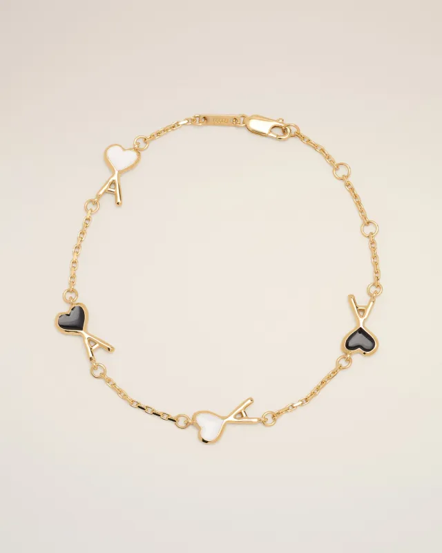 Bracelet doré en laiton Ami de Coeur martelé made by Ami
