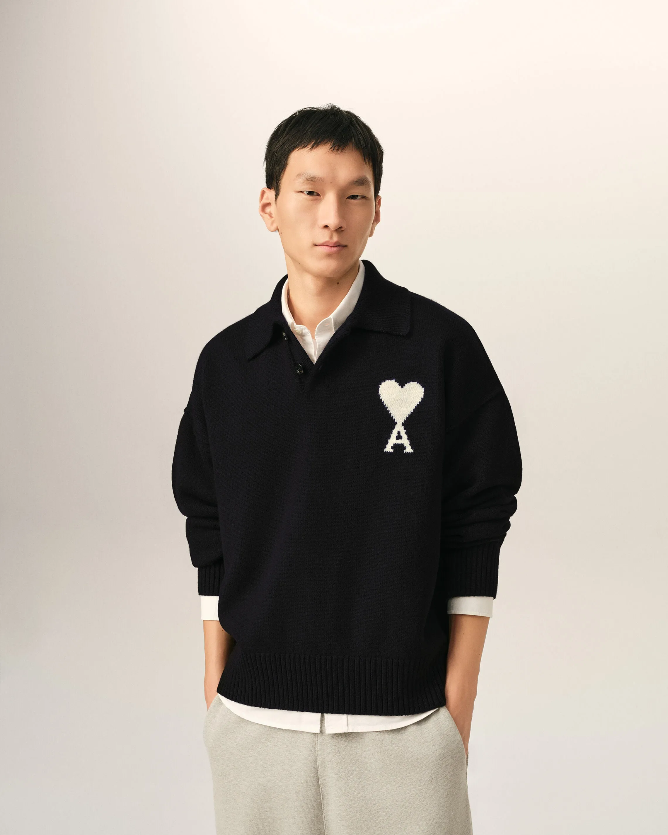 Polo noir en laine Ami de Coeur sold by Ami product image thumbnail 2