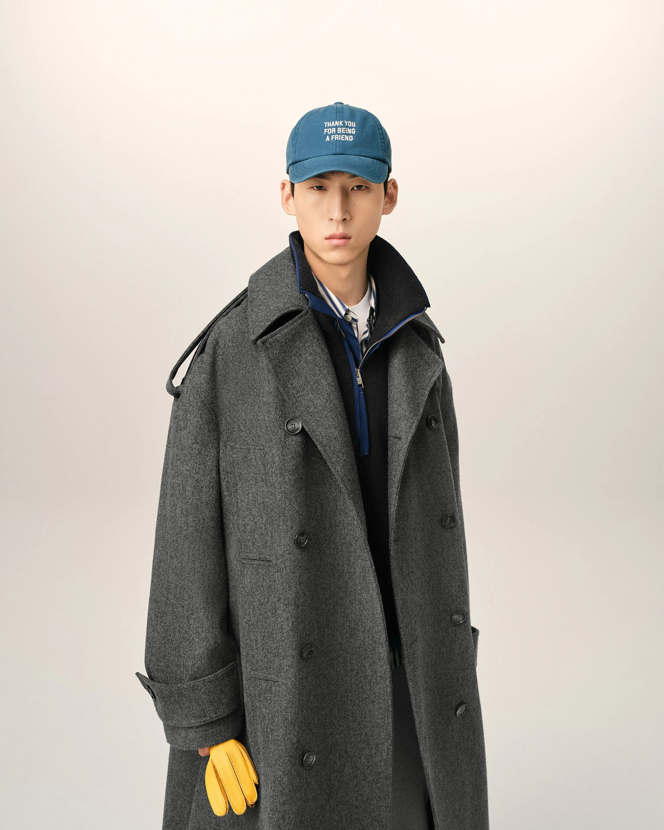 Trench coat gris en laine sold by Ami product image thumbnail 3