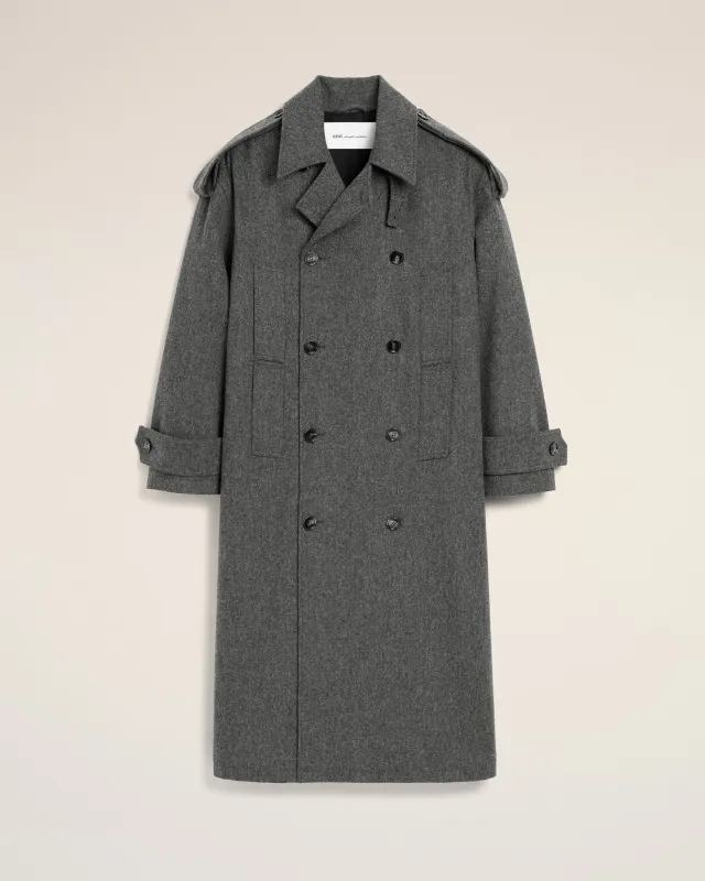 Trench coat gris en laine made by Ami