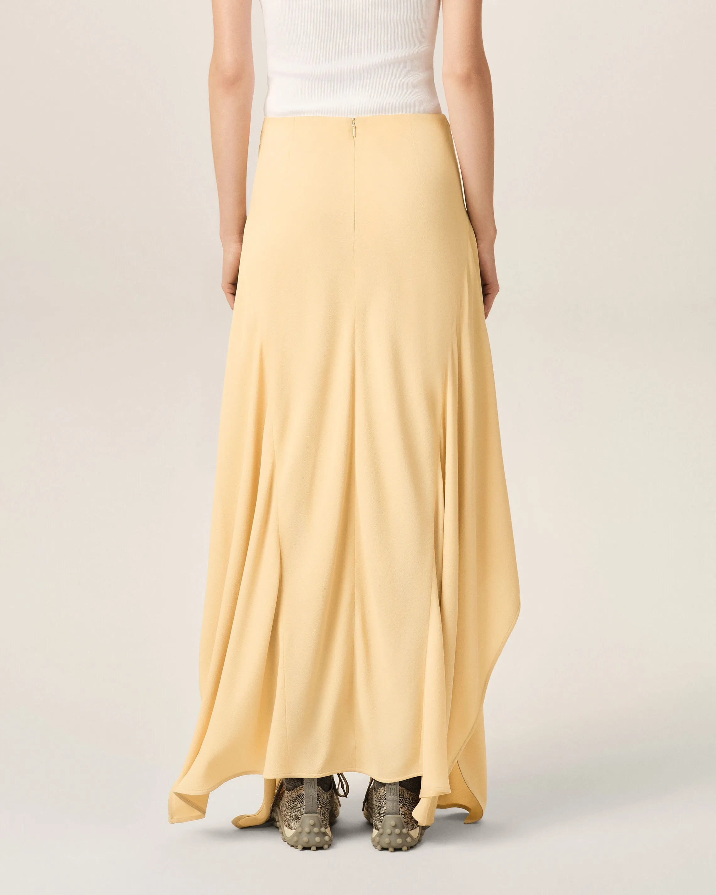Jupe longue jaune évasée en soie mélangée sold by Ami product image thumbnail 4