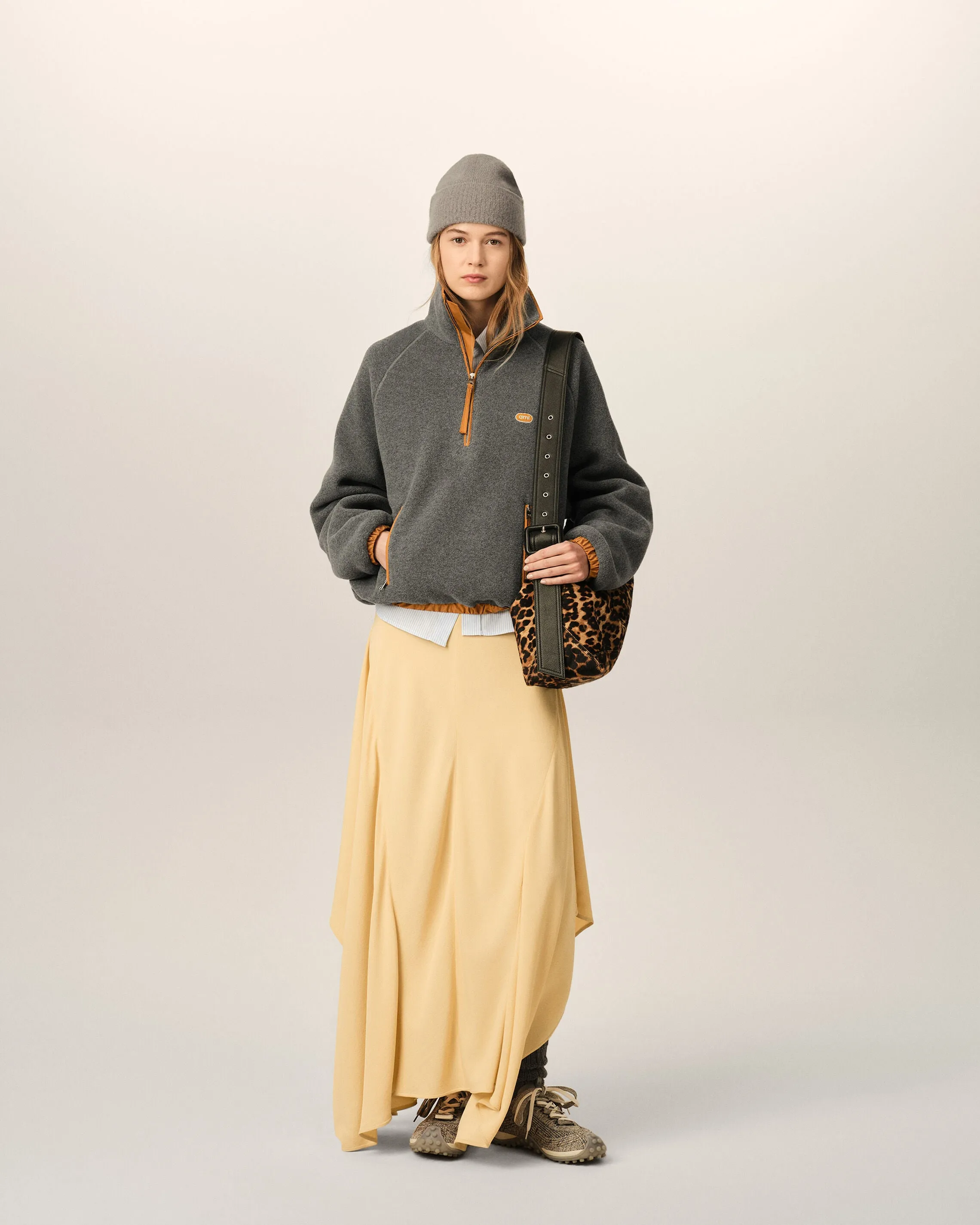 Jupe longue jaune évasée en soie mélangée sold by Ami product image thumbnail 2