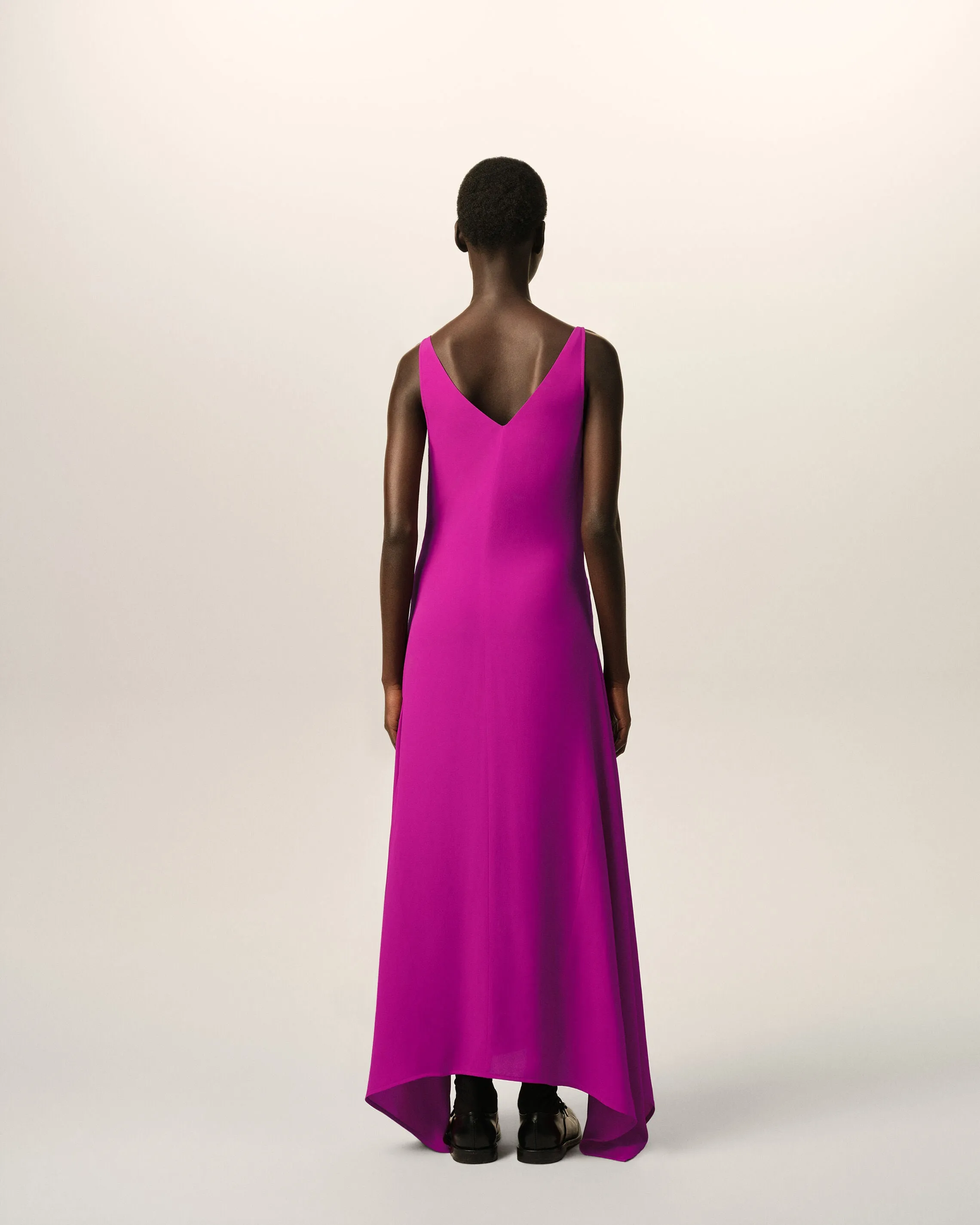 Robe longue violette à godets en soie mélangée sold by Ami product image thumbnail 5
