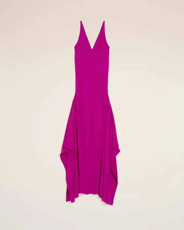 Robe longue violette à godets en soie mélangée made by Ami