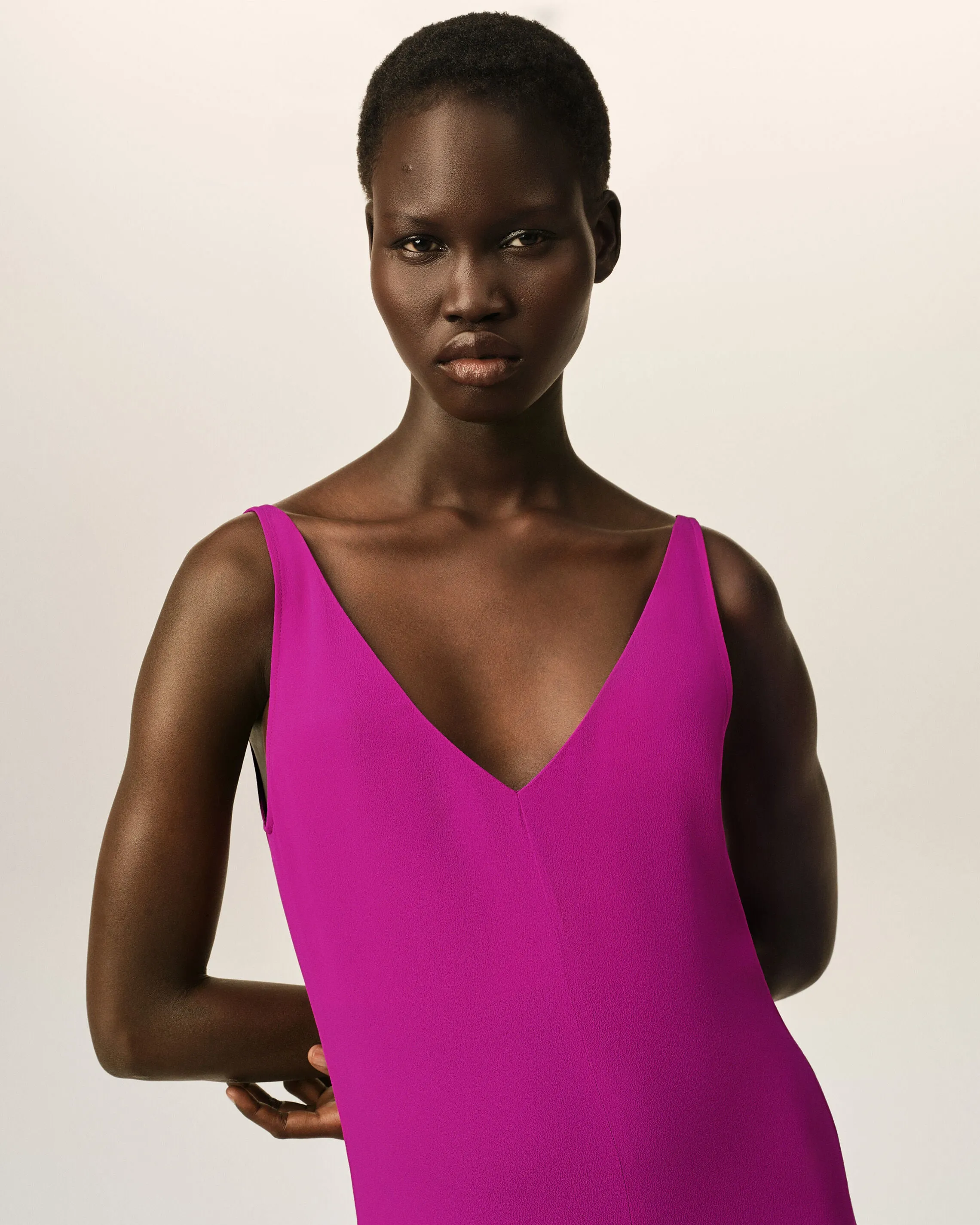 Robe longue violette à godets en soie mélangée sold by Ami product image thumbnail 4