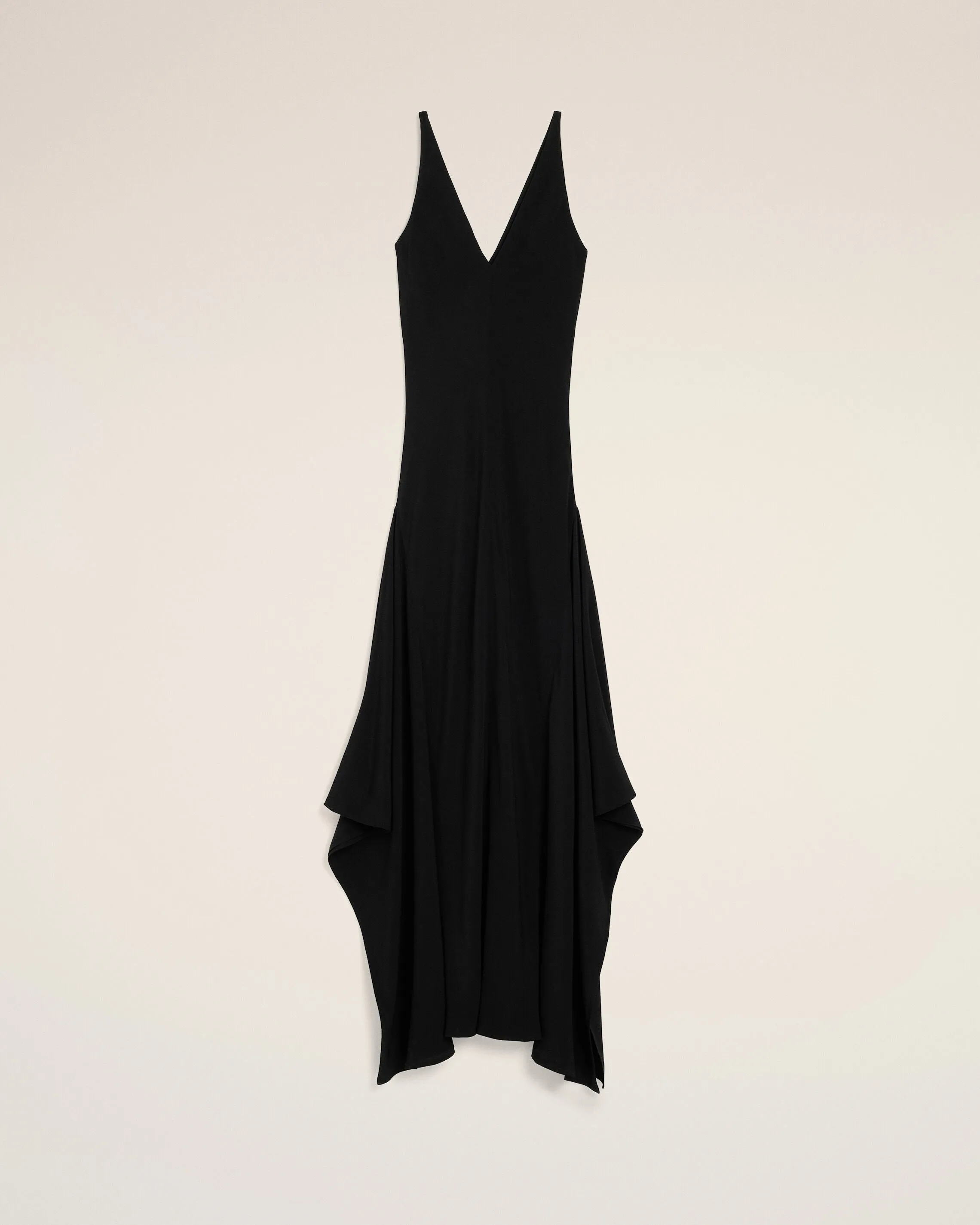Robe longue noire à godets en soie mélangée sold by Ami