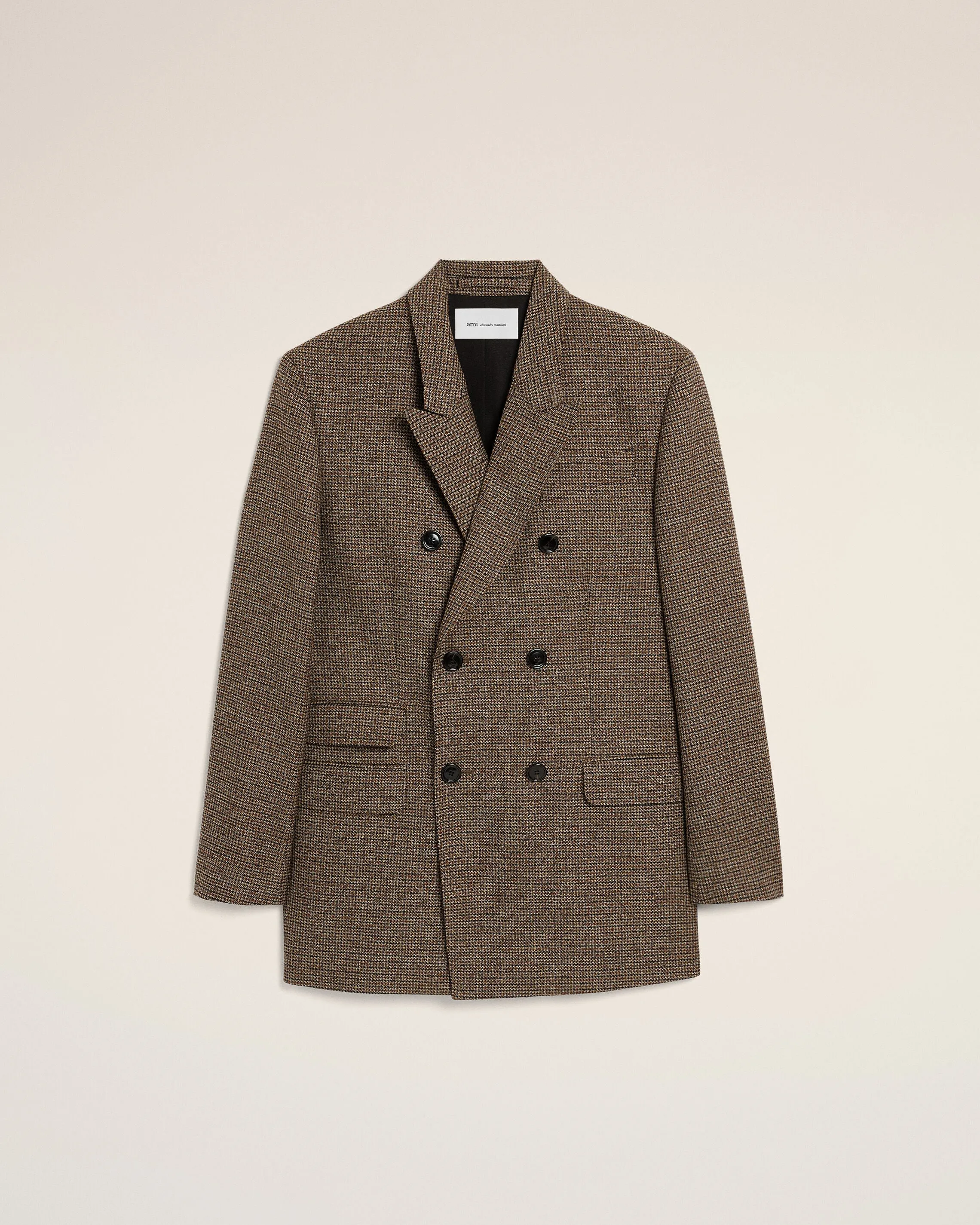 Veste marron pied de poule double boutonnage en laine sold by Ami