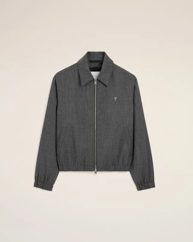 Blouson rembourré gris en laine Ami de Coeur made by Ami