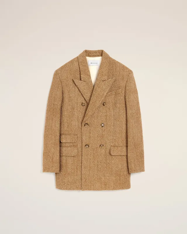Veste chevron marron double boutonnage en laine made by Ami