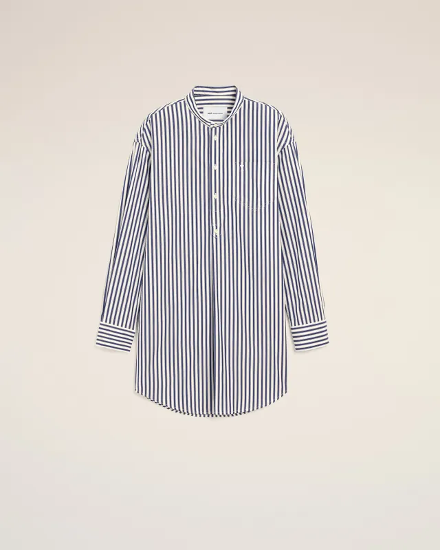 Robe tunique bleue en coton col mao made by Ami