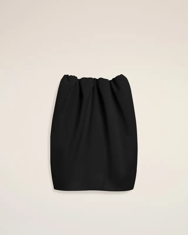 Jupe midi noire froncée en satin made by Ami