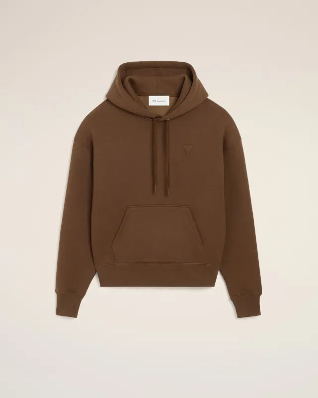 Hoodie marron en coton Ami de Coeur embossé made by Ami
