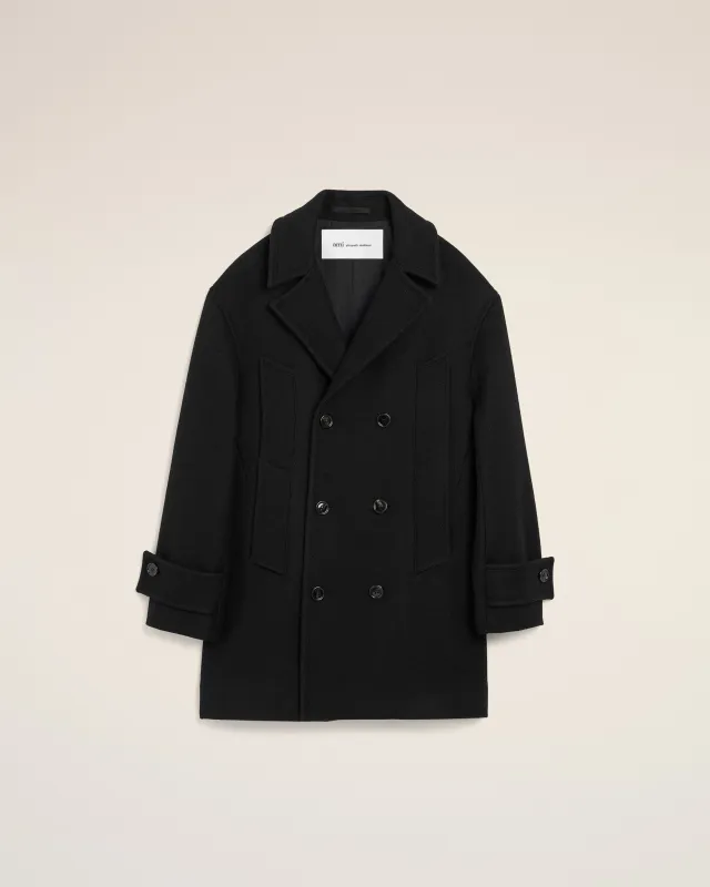 Manteau caban noir en laine made by Ami