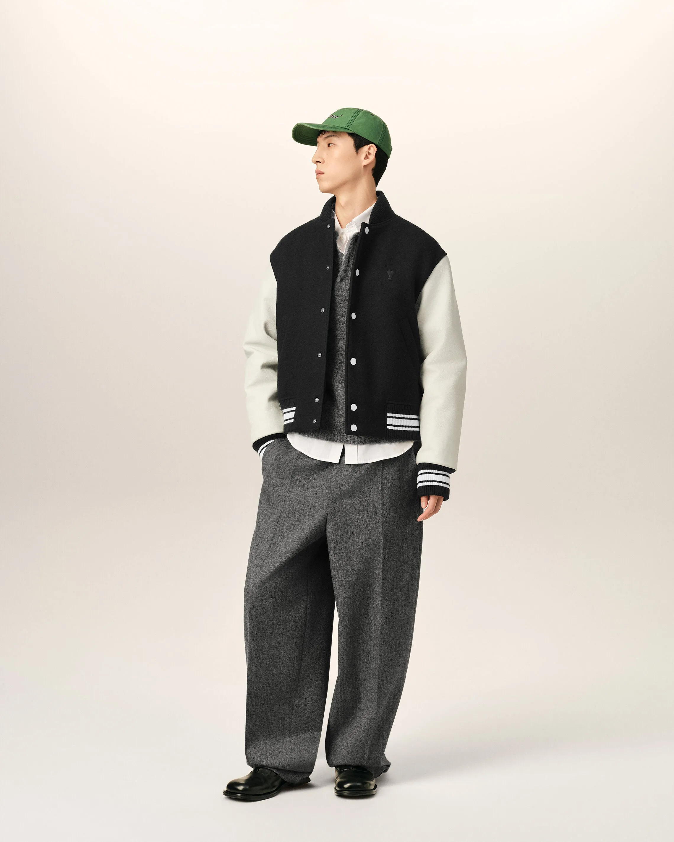 Teddy noir rembourré en laine et cuir brodé Ami Paris sold by Ami product image thumbnail 2