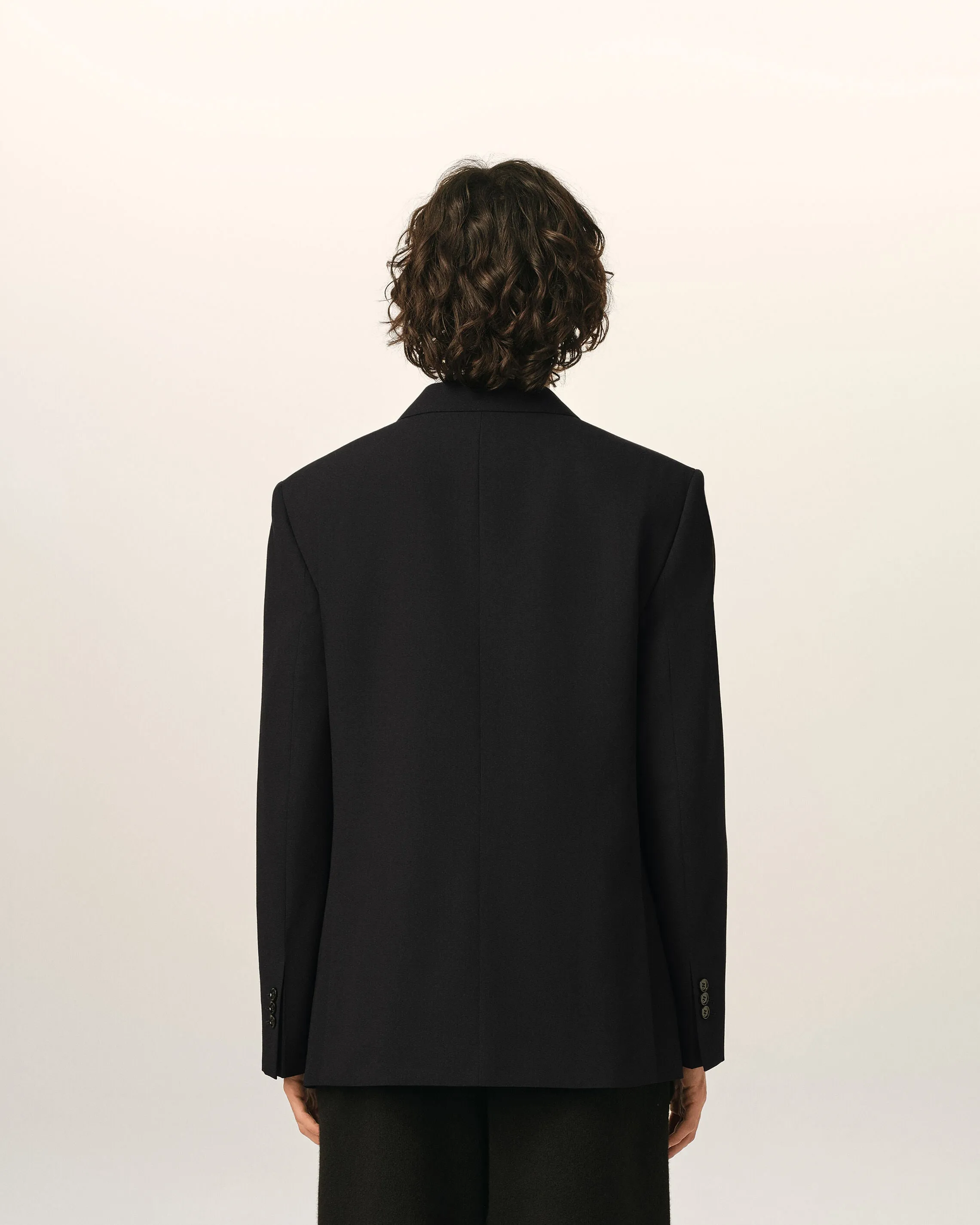 Veste droite noire simple boutonnage en laine sold by Ami product image thumbnail 5