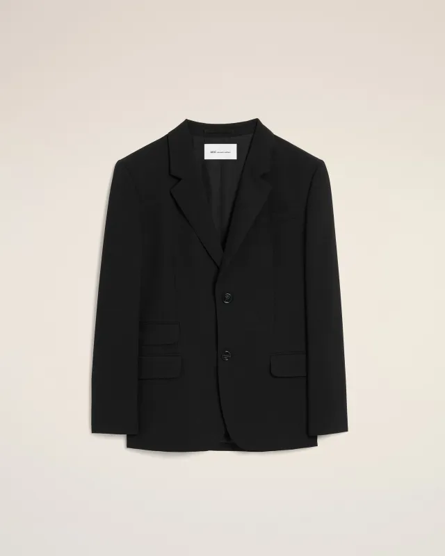Veste droite noire simple boutonnage en laine made by Ami