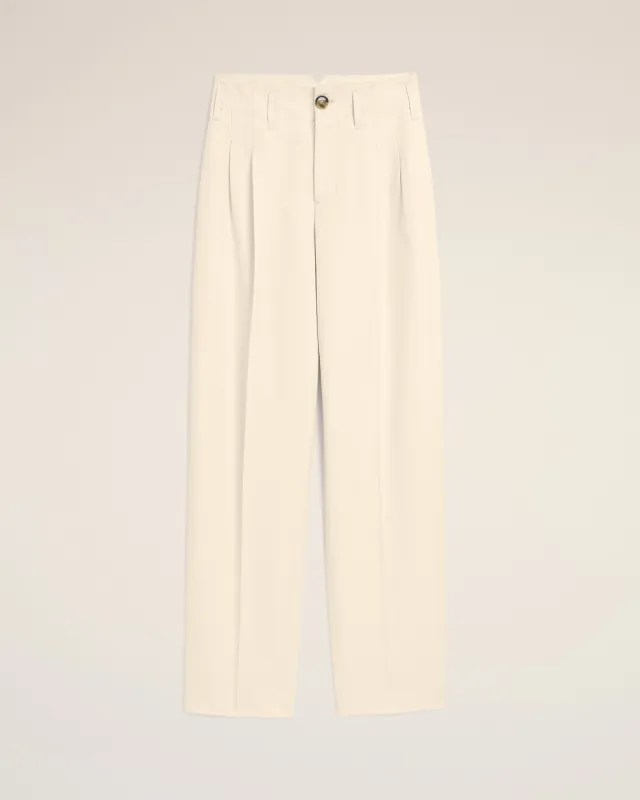 Pantalon blanc deux plis en coton et lin made by Ami