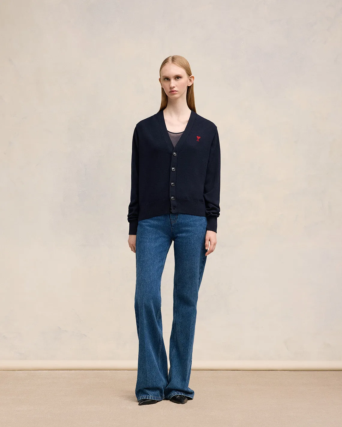 Cardigan Bleu Marine Ami de Coeur En Laine sold by Ami