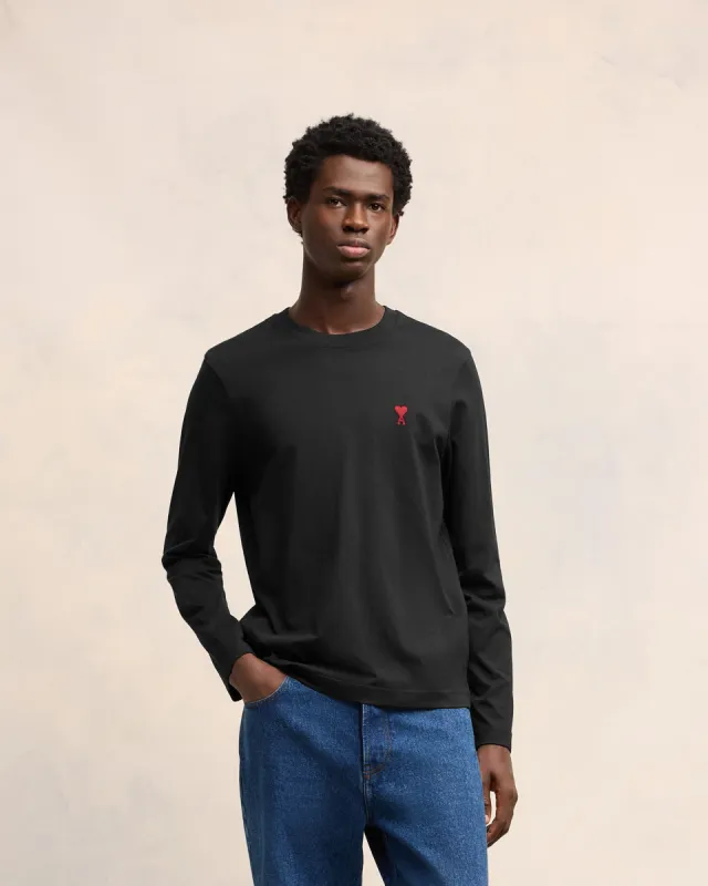Tshirt Manches Longues Ami De Coeur Rouge Noir en Coton sold by Ami