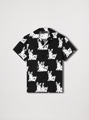 RABBIT ALLOVER BOWLING SHIRT - BLACK_WHITE made by AMIRI