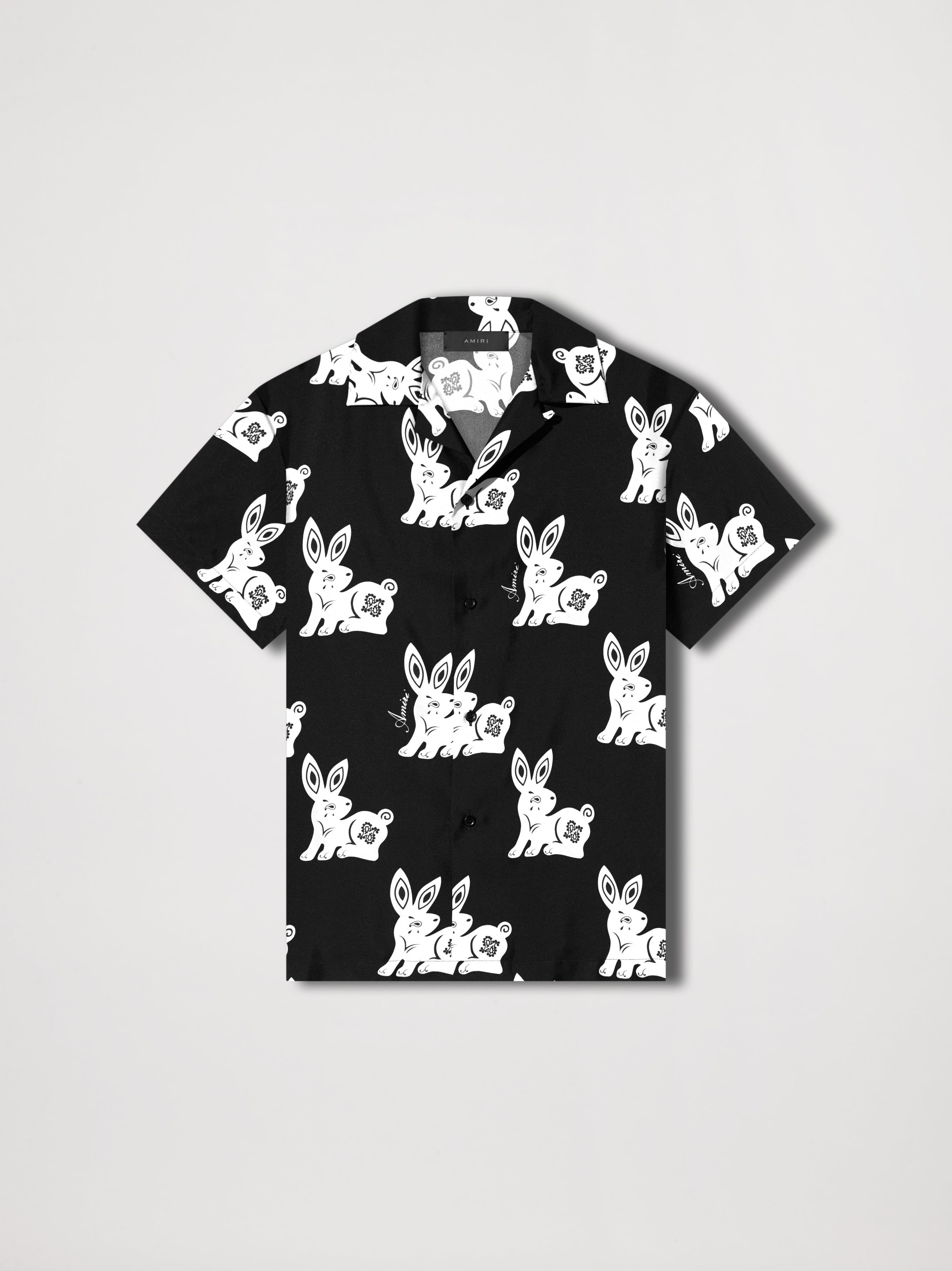 RABBIT ALLOVER BOWLING SHIRT - BLACK_WHITE sold by AMIRI