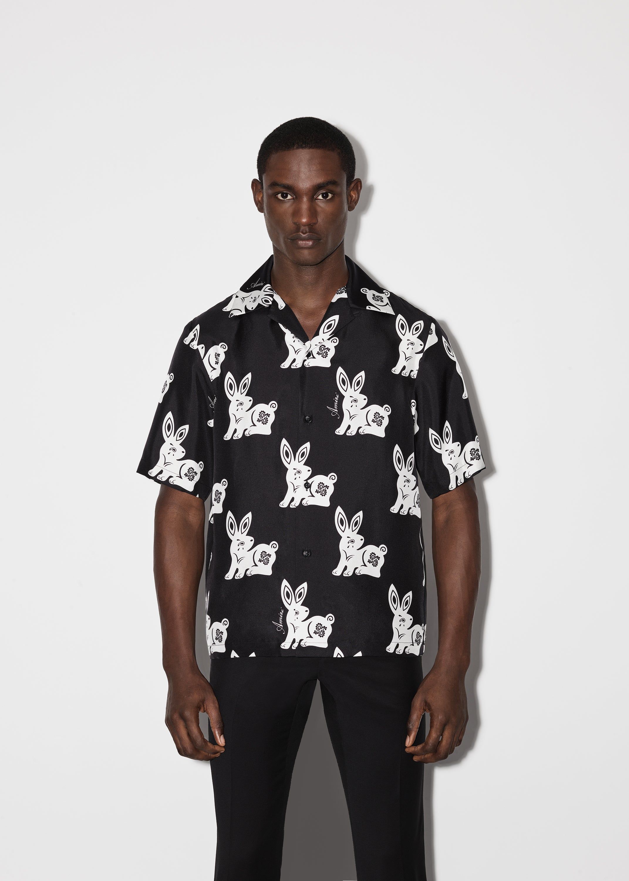 RABBIT ALLOVER BOWLING SHIRT - BLACK_WHITE sold by AMIRI product image thumbnail 2