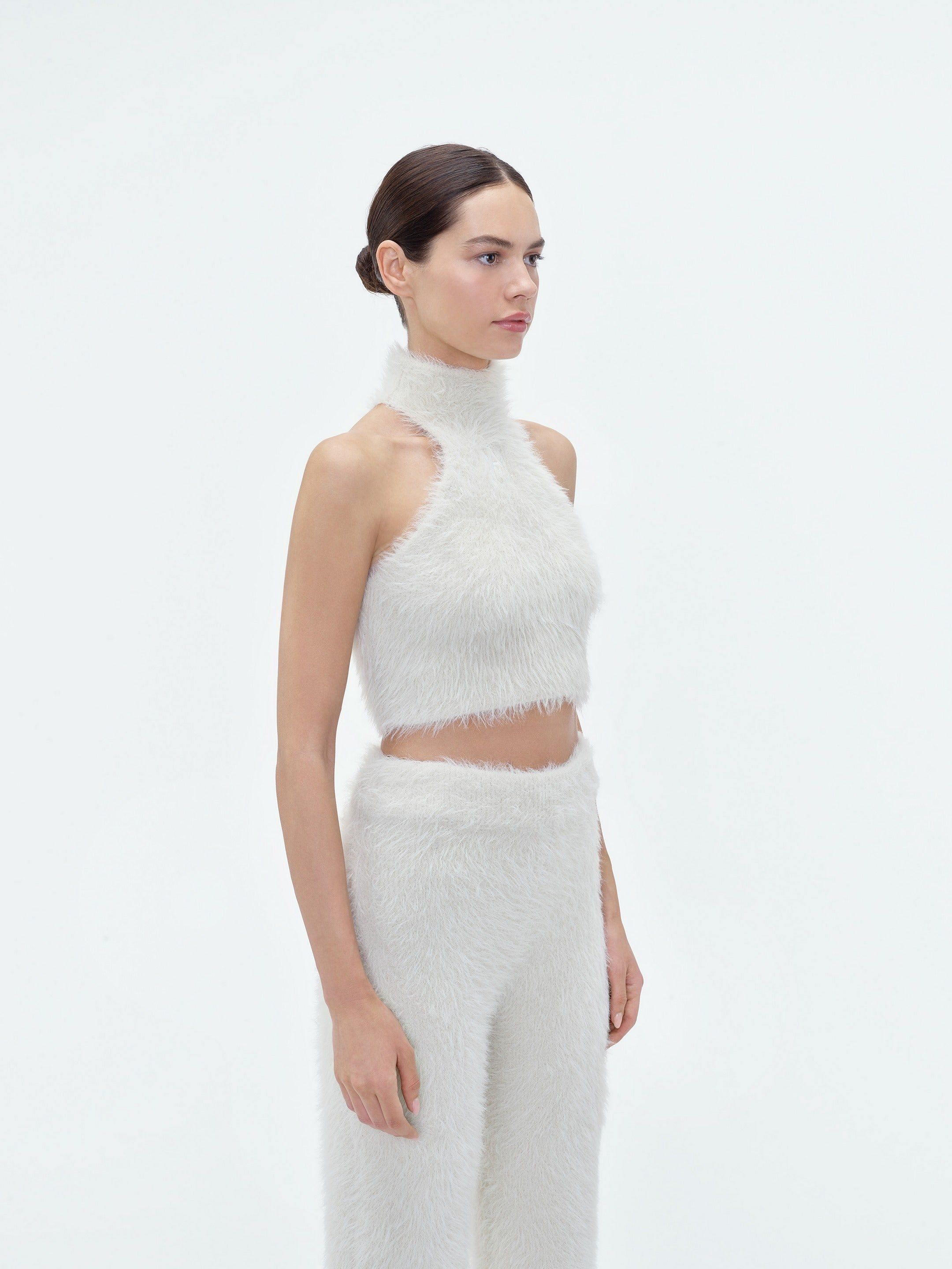 WOMEN - FURRY MOCK NECK HALTER TOP - SAND sold by AMIRI product image thumbnail 3