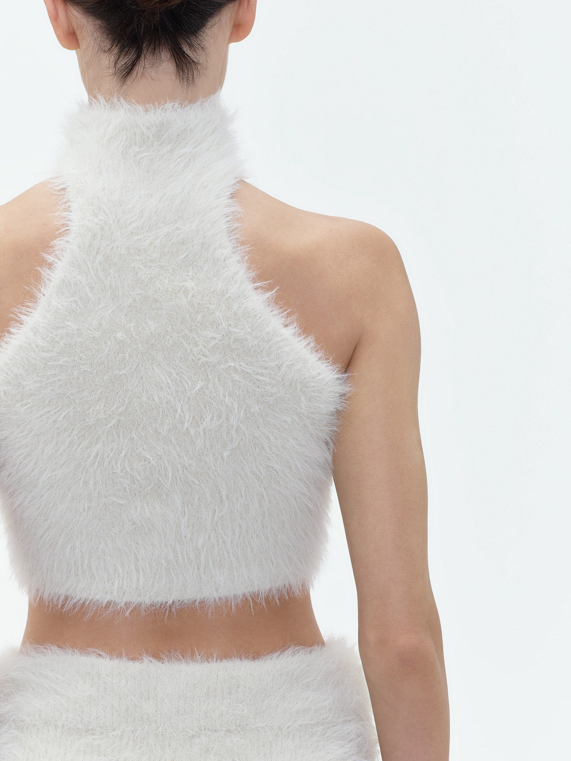 WOMEN - FURRY MOCK NECK HALTER TOP - SAND sold by AMIRI product image thumbnail 6