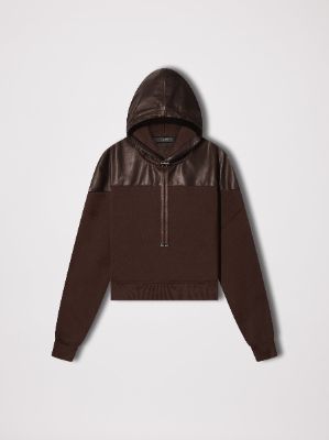 WOMEN - LEATHER HYBRID HOODIE - BROWN sold by AMIRI