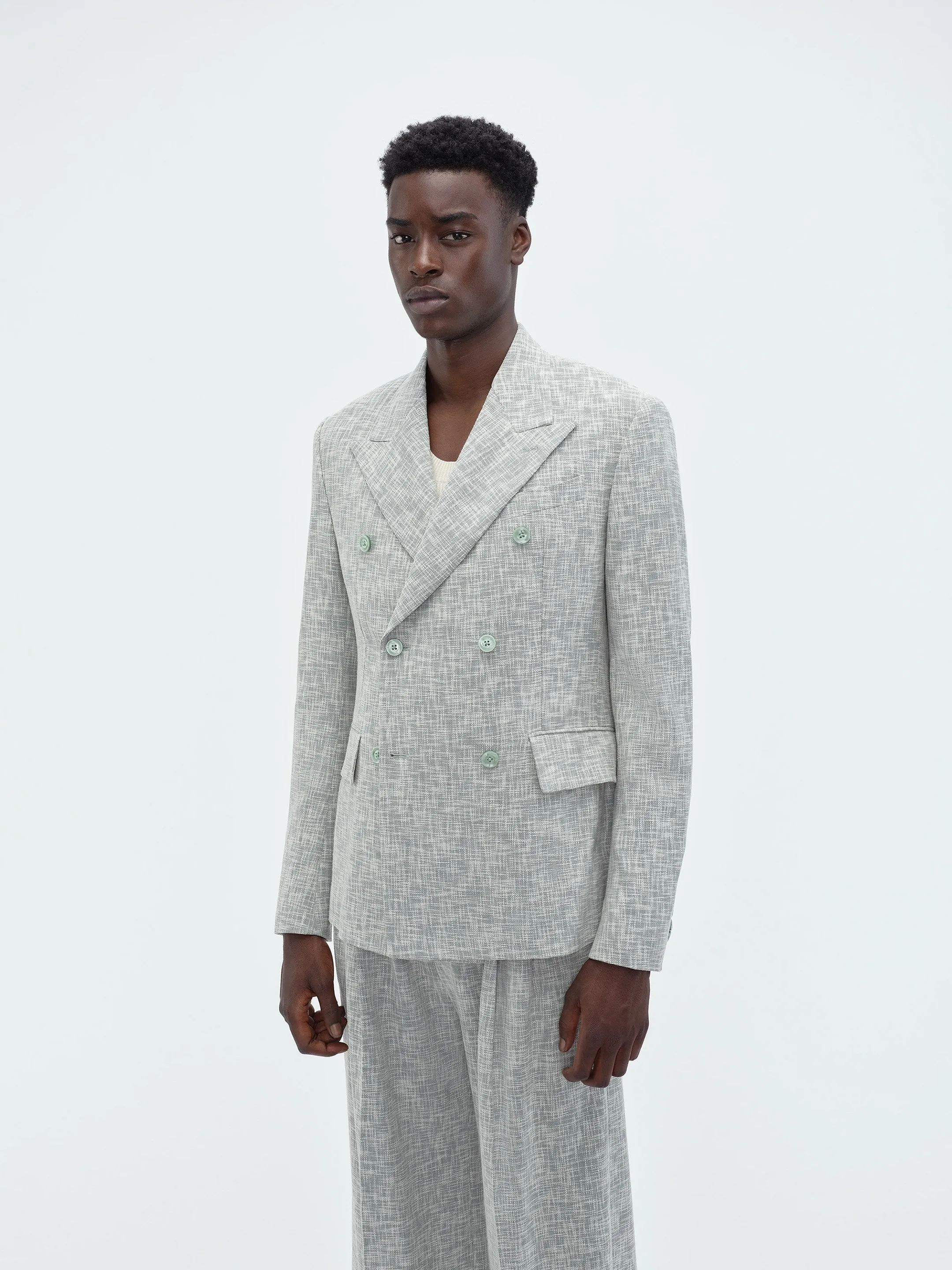 CROSSHATCH DOUBLE-BREASTED BLAZER - Seacrest sold by AMIRI product image thumbnail 3