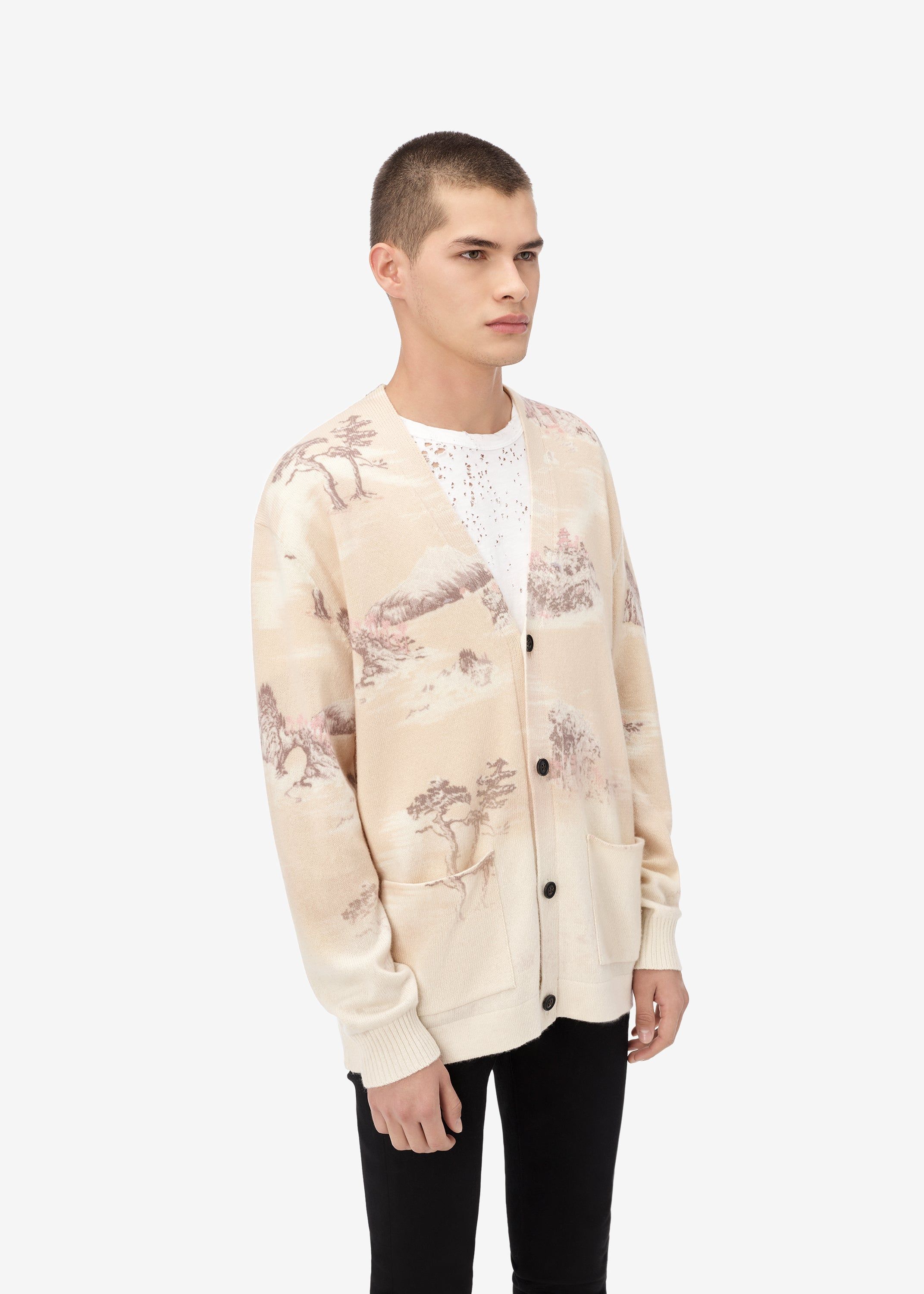 BLEACHED PRINT ALOHA CARDIGAN - CANARY sold by AMIRI product image thumbnail 3
