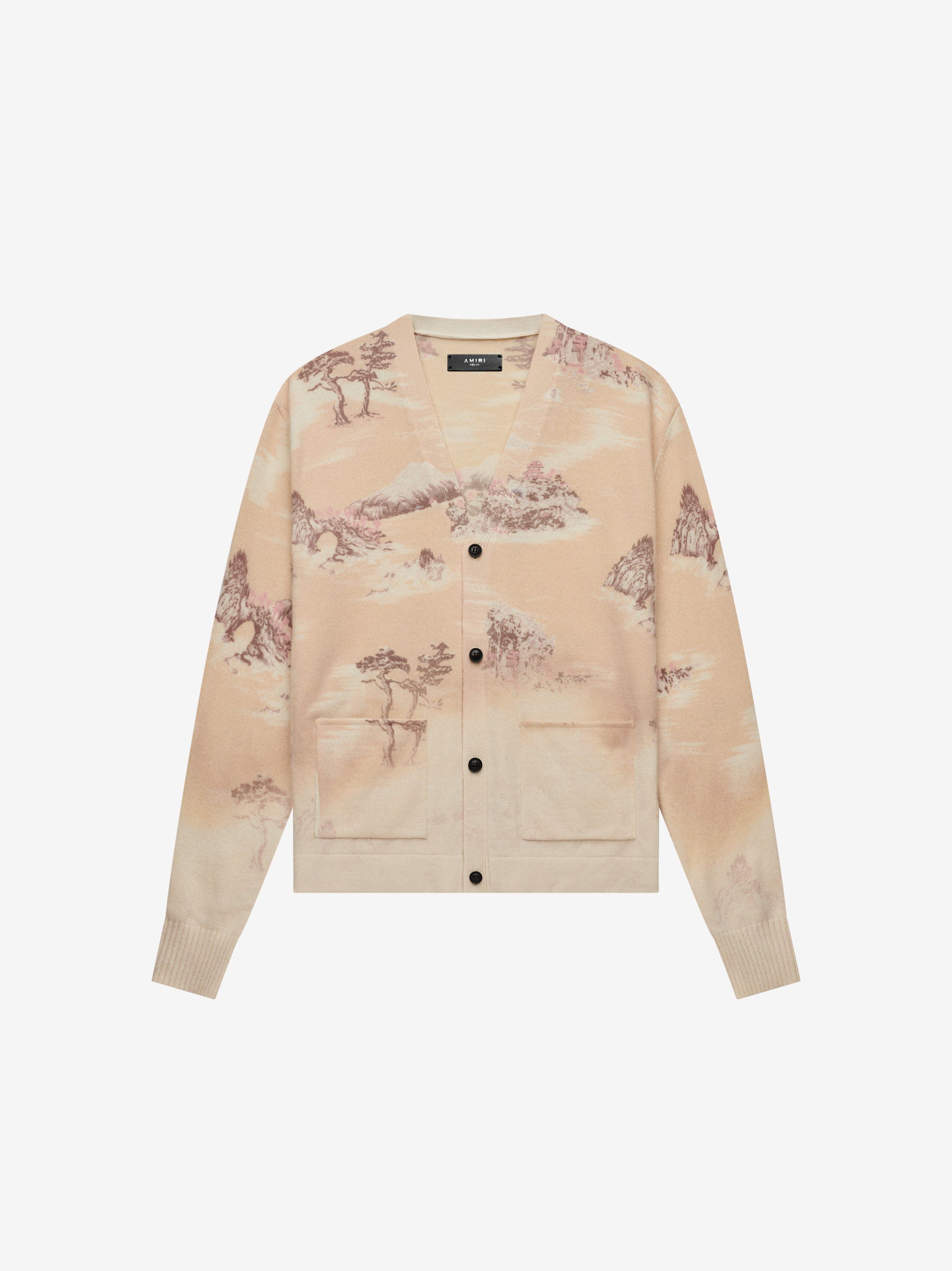 BLEACHED PRINT ALOHA CARDIGAN - CANARY sold by AMIRI