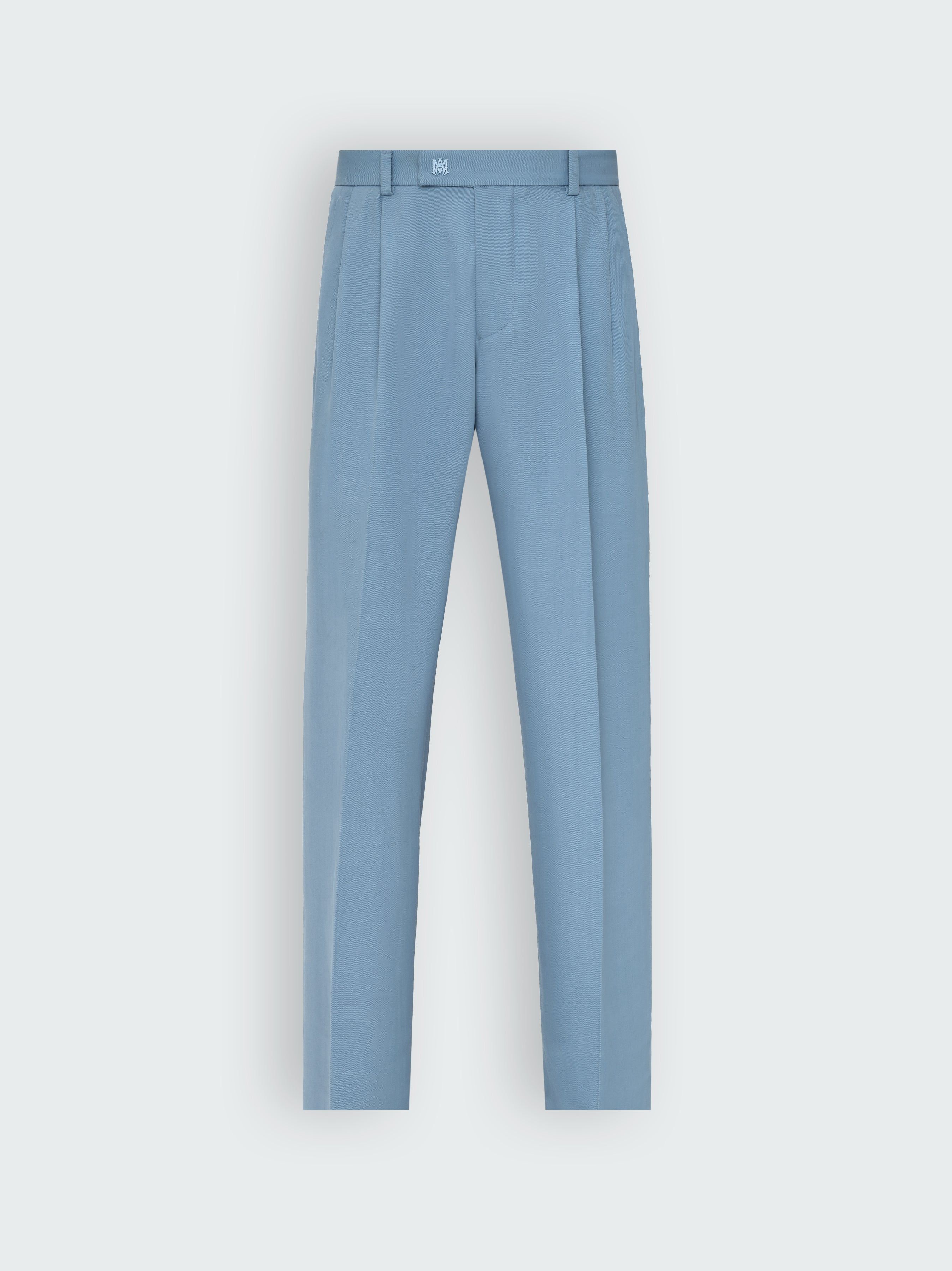 VISCOSE DOUBLE PLEATED TROUSERS - BABY BLUE sold by AMIRI