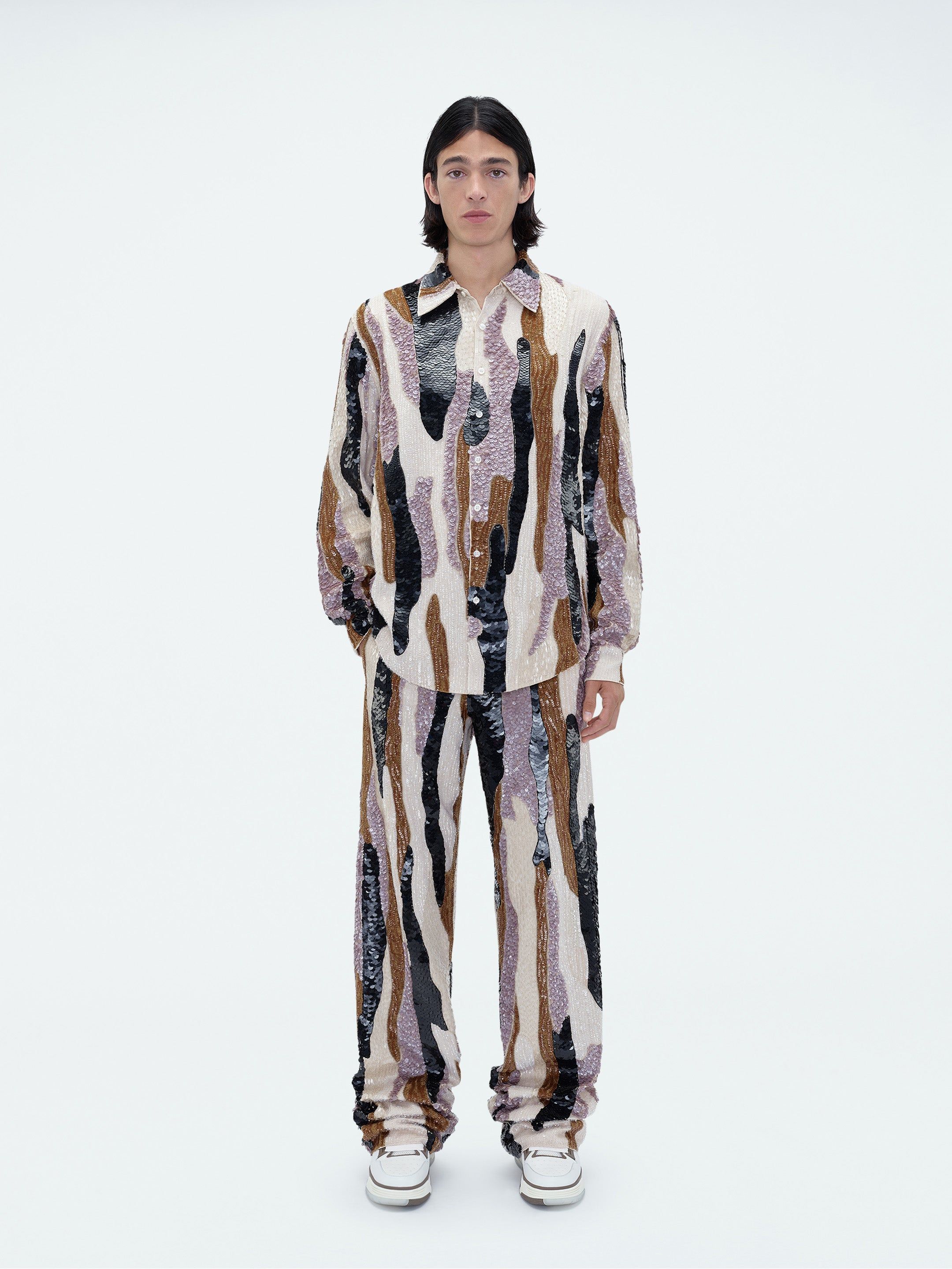 MIXED MEDIA SEQUIN BAGGY PANT - BROWN MULTI sold by AMIRI product image thumbnail 2