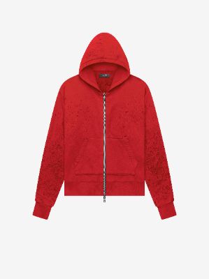 SHOTGUN FITTED ZIP UP HOODIE - Red sold by AMIRI