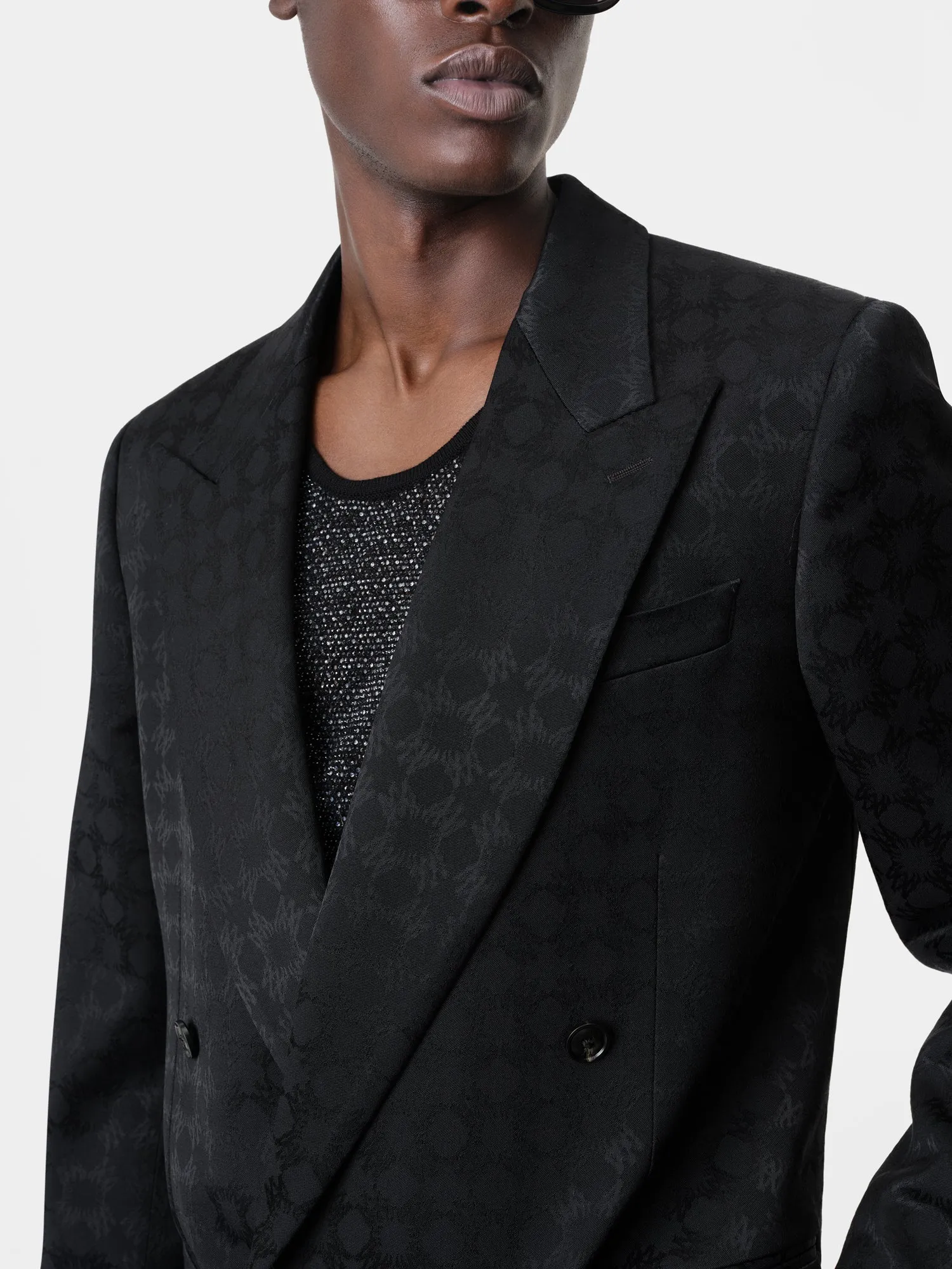TONAL MA QUAD DOUBLE-BREASTED BLAZER - Black sold by AMIRI product image thumbnail 4