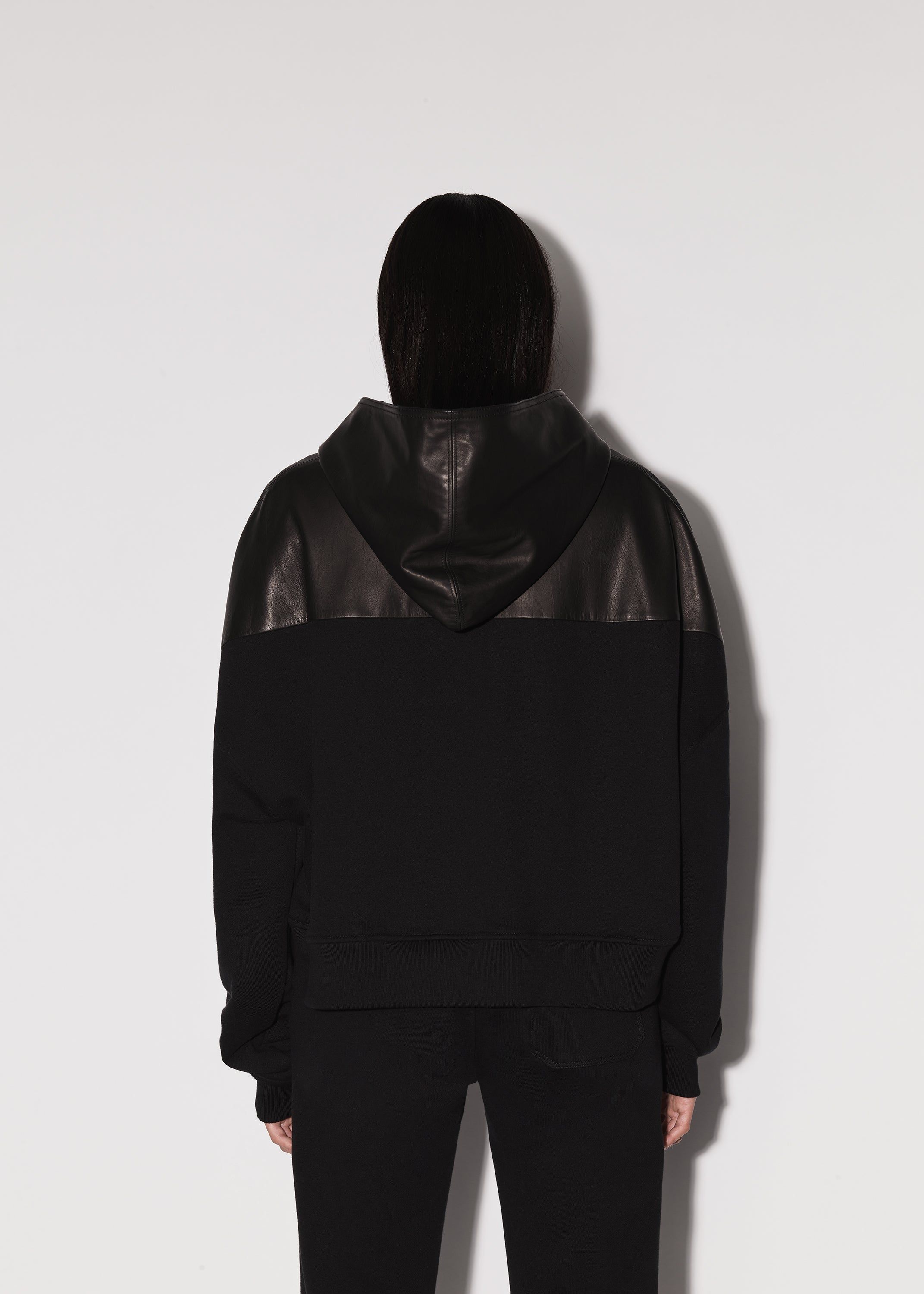 WOMEN - LEATHER HYBRID HOODIE - BLACK / BLACK sold by AMIRI product image thumbnail 5
